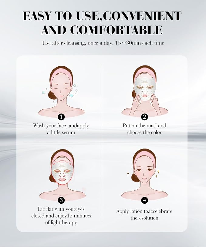 Red Light Mask for Face 7-1 Colors Facial Care Mask 850nm Infrared &amp Red Light Masks Ergonomic Design for Home &amp Travel White