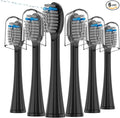 6 Pack Replacement Flossing Toothbrush Heads for Waterpik Sonic Fusion - Compatible with SF-01/SF-02/SF-03/SF-04 - Black with Caps