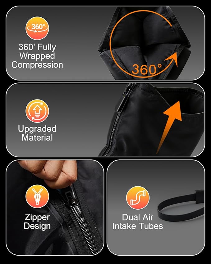 FSA-HSA Eligible Massager - Leg Massager for Circulation and Pain Relief FSA Foot Massager with 6 Modes 8 Intensities 3 Timers Leg Relaxation Pressure for Muscle Gift for Him Her (BlackMedium)