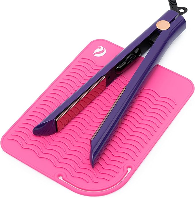 CaliCapelli Professional Heat Resistant Styling Silicone Mat for All Hair Irons Curling Iron Straightener Pad Iron Flat Hair Hair Tools Appliances Hair Dryer Salon Tools Hair Stylist (Pink)
