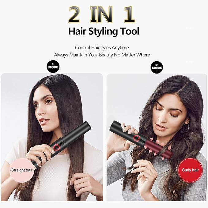 JMFONE Mini Cordless Hair StraightenerPortable Travel Size Flat Iron with 3 Adjustable Temperatures for Thin Fine HairUSB-C Rechargeable Heats Up in Seconds - Ideal for Quick Hair Styling Anywhere