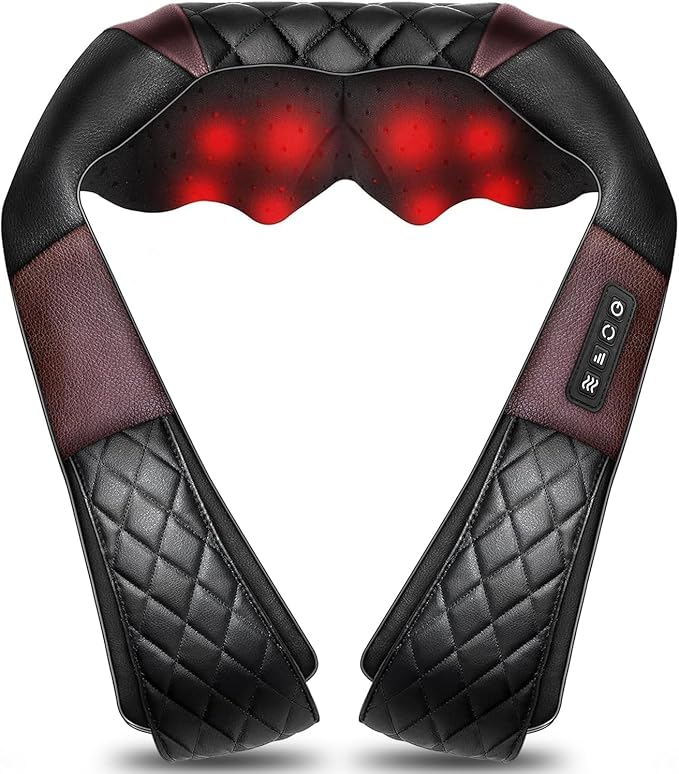 Shiatsu Neck and Back Massager with Heat Electric Deep Tissue 4D Kneading Massage Pillow for Shoulder Leg Body Muscle Pain Relief - Best Gifts for Women Men Mom Dad