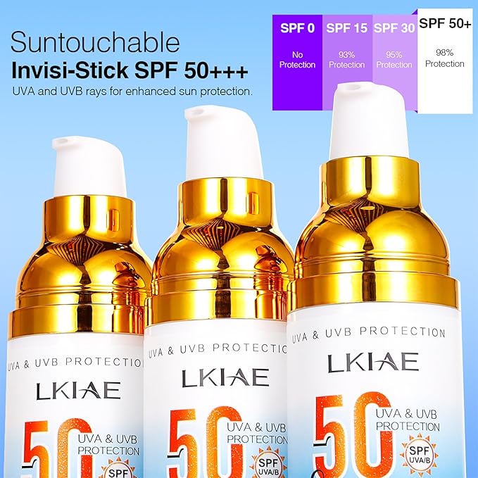 LKIAE Spf 50+ Sunscreen UVA UVB Protection Prevent Sunburn Skin Darkening Pigmentation Anti-Wrinkles With Aloe Vera Travel Size 2 oz (Pack of 3)