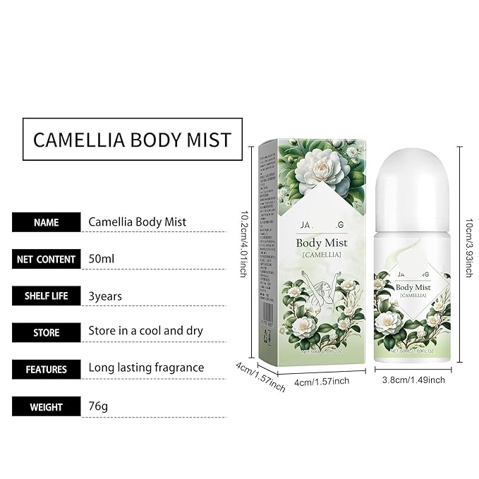 Camellia Scented Deodorant Roll-On Long-Lasting Body Skin Refreshing Care Improve Oily &amp Rough Skin Portable For All-Day Fragrance(2PCS)
