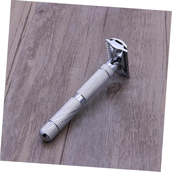 Baluue 2pcs Men Razor Safety Razor Stainless Steel Blade Double Shaver for Gentle Hair Removal