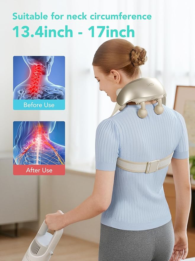 SKG FSA Eligible Cordless Neck Massager for Pain Relief Deep Tissue Shiatsu Shoulder Massager with Heat Massage Tools for Trapezius Lymphatic Drainage Relaxation Therapy HSA Items H7 Ultra