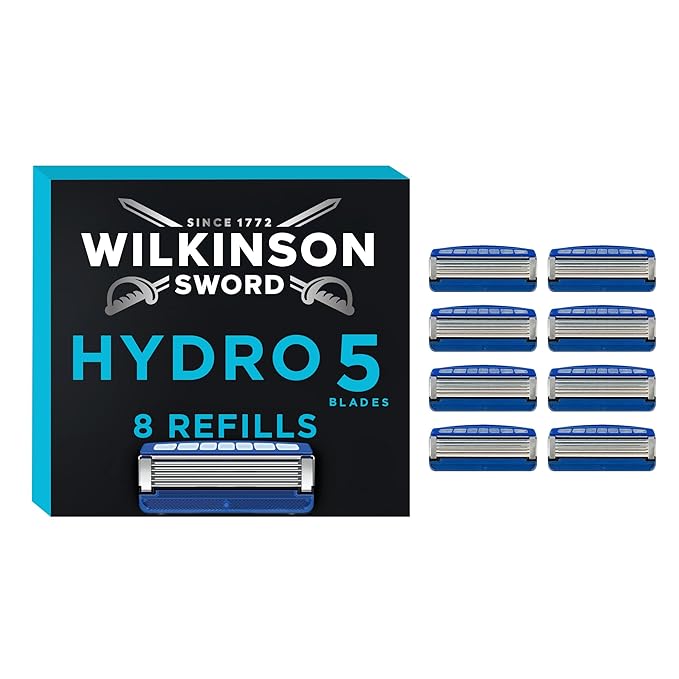 Wilkinson Sword Hydro 5 Skin Protection Regular – Razor Blades for Men Blue Pack of 8