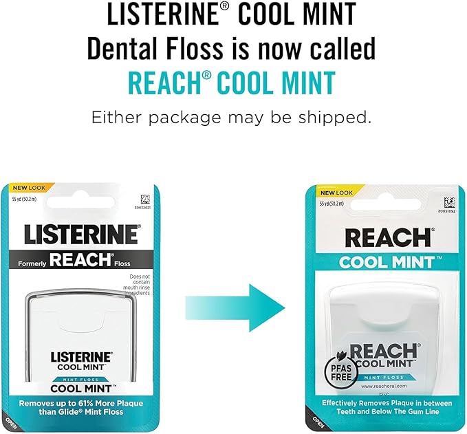 Reach Dental Floss Cool Mint 55 yds (Pack of 8)