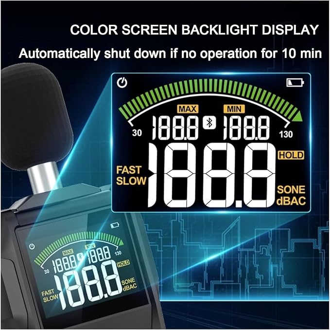 Decibel Meter Digital Sound Level Meter Portable SPL Meter 30dB to 130dB MAX Data Hold with LCD Display Backlight A/C Weighted for Home Factories