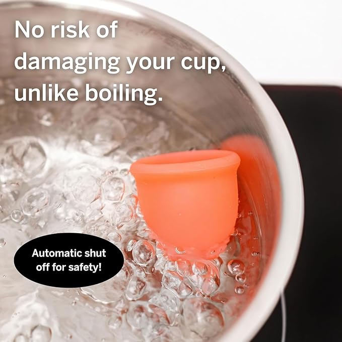 Pixie Menstrual Cup Sterilizer for Feminine Care - Ranked 1 for The Best Steamer - Kills 99.9% of Germs with Steam - Wash Your Period Disc or Cup in 3 Minutes! - Automatic Timing Shut-Off Switch