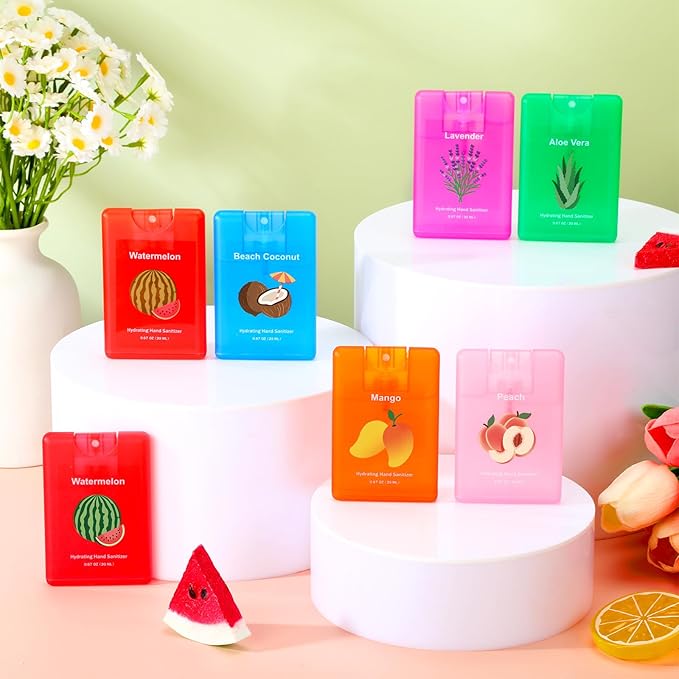 Dansib 24 Pack Hand Sanitizer Spray Bulk Travel Size Hand Sanitizer Mini Pocket Spray Gifts for Coworker Staff Teacher Holiday Favor(Bright24 Pcs)