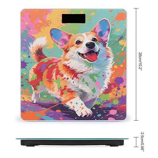 Colorful Corgi Weight Scale Large Digital Bathroom Scales with Bright LED Display Non Slip Digital Scale and Step On Fashion Weighing Machine for Body