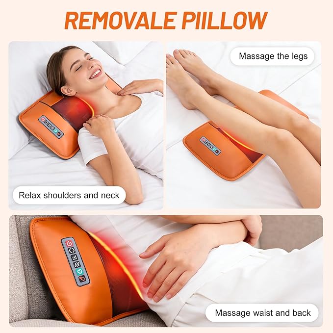 Full Body Massage Mat with Foot Massager Shiatsu Vibration Massage Pad with Heat Detachable Neck Pillow Airbag Lumbar Support &amp Remote Control for Back Waist Legs and Feet