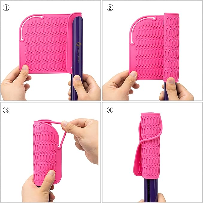 CaliCapelli Professional Heat Resistant Styling Silicone Mat for All Hair Irons Curling Iron Straightener Pad Iron Flat Hair Hair Tools Appliances Hair Dryer Salon Tools Hair Stylist (Pink)