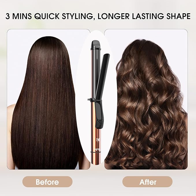 Nicebay Curling Iron 1 Inch Hair Curling Wand with Ceramic Coating Professional Hair Curler Fast Heating up to 430°F 60 Mins Auto Off Suit for Different Hairstyle Yellow