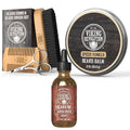 Viking Revolution Natural Boar Bristle Brush and Pear Wood Comb Set for Men Sandalwood Beard Oil and Spiced vanilla Beard Balm with Argan and Jojoba Oil - Beard Softener Strengthens and Moisturizes