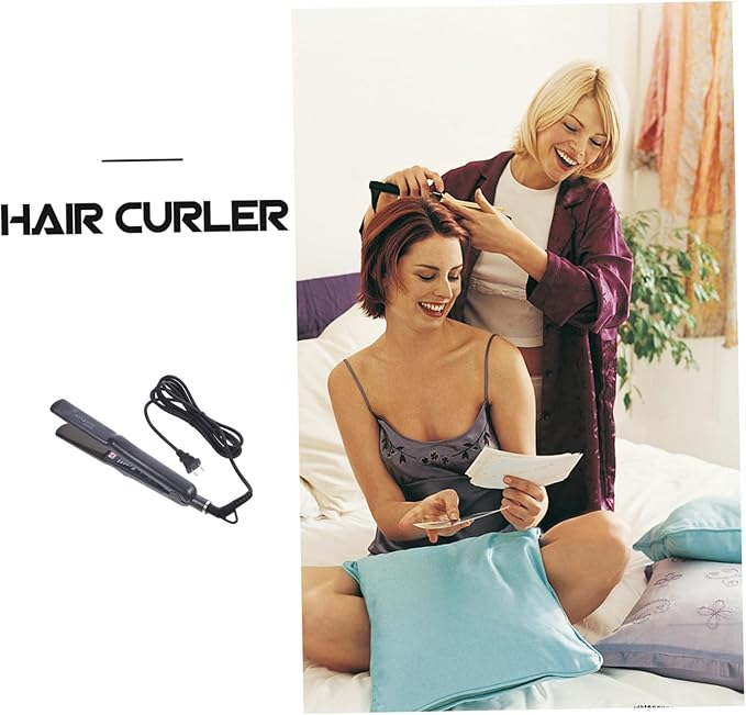 1Pc Dual-Purpose Hair Straightener Curler Rotating Steam Iron for Home Salon Use Stable Temperature Control Material Black