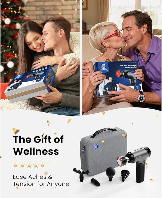 BOB AND BRAD T2 Ultra Massage Gun with Heat and Red LED Therapy Heated Deep Tissue Massager for Athletes FSA Professional Percussion Massager for Muscle Relief Portable Massagers HSA Eligible
