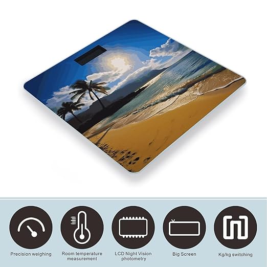 Hawaii Beach Scale for Body Weight Smart Scales Digital Bathroom Scale High Precision Weighing Scales with Large Display Weighing Machine for People