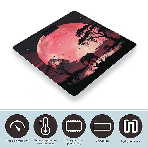 Pink Moon ElephantScale for Body Weight with LCD High Precision Weighing Scales Fashion Sturdy Tempered Glass Weight Scales Easy-to-Read Digital Bathroom Scale for Daily 400lb
