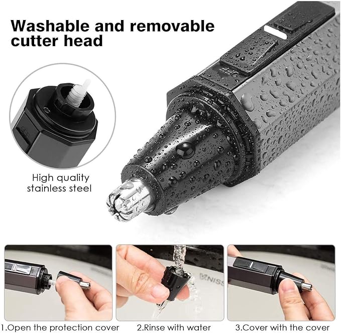 Ear and Nose Hair Trimmer Clipperfor Men and WomenBattery-OperatedWaterproof Dual Edge Blades for EasyBuilt-in LED Light.
