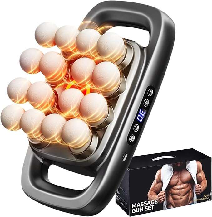 16 Head Massage Gun deep Tissue Percussion Muscle Massager with 16 Heads 3 Modes &amp 30 IntensitiesQuiet Handheld Massager for Back Neck Shoulder Legs Muscle Pain Relief