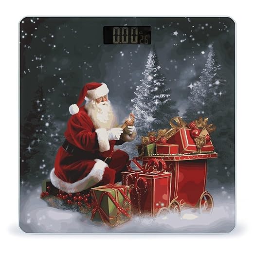 Digital Bathroom Scale for Body Weight Scale with Bright LCD Display High Accuracy Step-On Technology Auto On/Off Merry Christmas Santa's Gift Digital Scales 400 Lbs /180kg