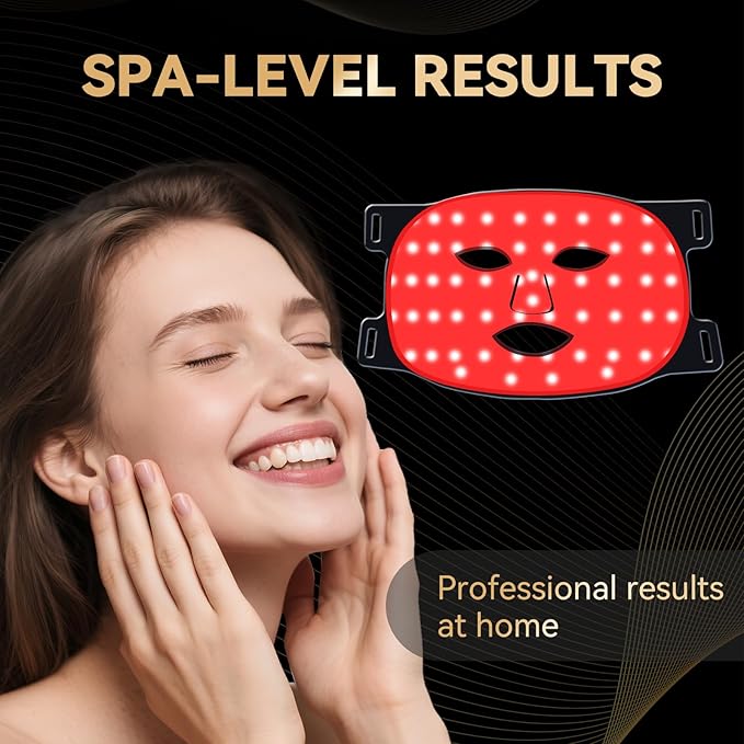 Red Light Therapy Mask for Face - FDA-Cleared Portable LED Mask with 7 Colors &amp Near-Infrared Remote &amp 3 Timers Comfort Eye Pads for Anti-Aging Wrinkles Acne Cordless for Home Travel