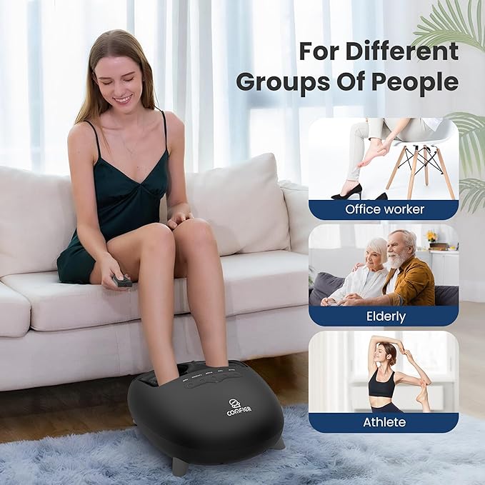 COMFIER Shiatsu Foot Massager with Heat for Plantar Fasciitis Neuropathy Deep Kneading Vibration Feet Massager for Mom Dad Men Women-Home Office Use