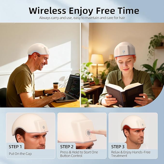 Red Light Therapy for Laser hair growth helmet - FDA Cleared Hair Growth Device 650nm Low Level Laser Cap for Thinning Hair &amp Hair Growth for Men &amp Women Hands-Free Scalp Therapy