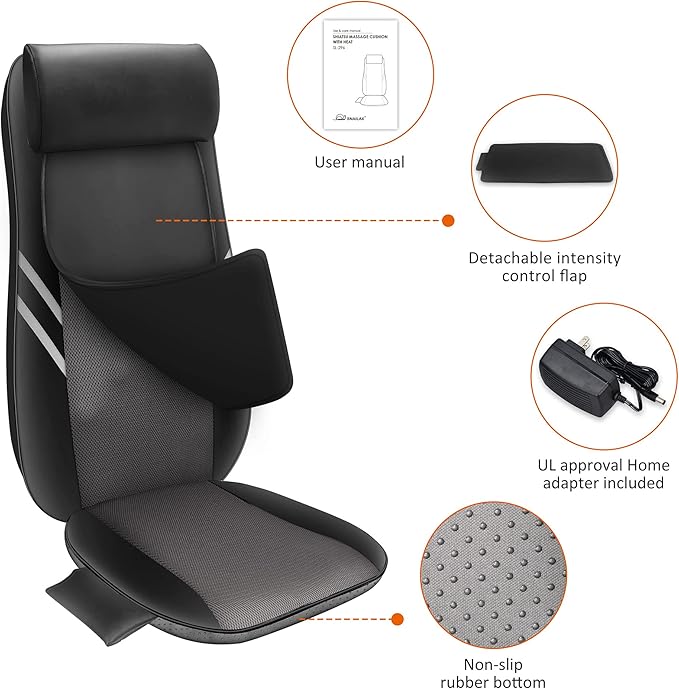 Snailax Back Massager with HeatShiatsu Massage Seat Cushion8 Flexible Nodes for Full Back Massage Chair PadChair Massager for OfficeGifts