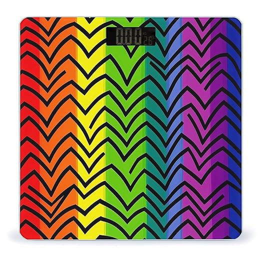 Gay Pride Rainbow Scale for Body Weight Digital Bathroom Scale Toughened Glass High Precision Scales for Body Weight with Large LCD Backlight Display Weight Scales