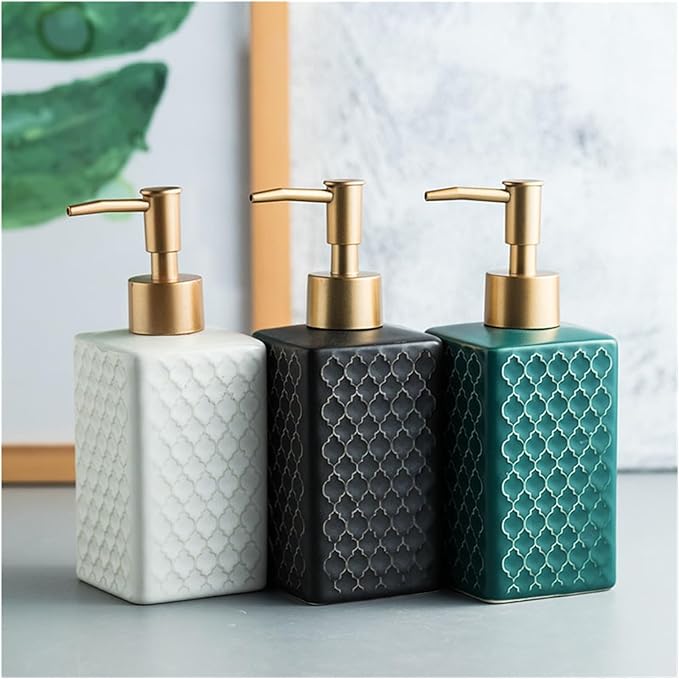 Simple Ceramic Hand sanitizer Bottled Shampoo Shower Gel Disinfectant Press Bottle Bathroom Supplies Bottle(Black)