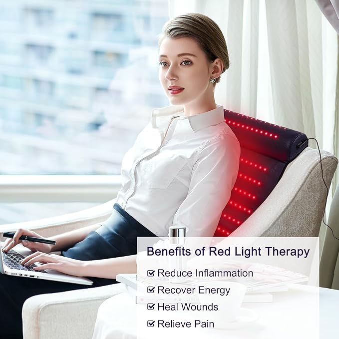 Infrared Red Light Therapy Red Light Therapy Mat with Neck Support 660nm&amp850nm NIR Deep Wavelength Blanket Pad for Back Belly Knee Shoulder HIPS Body Pain Relief