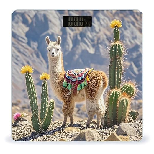 Llama Cactus Scale for Body Weight Highly Accurate Digital Bathroom Body Scale Digital Bathroom Scales for People Anti-Slip Large LCD Display Smart Scales