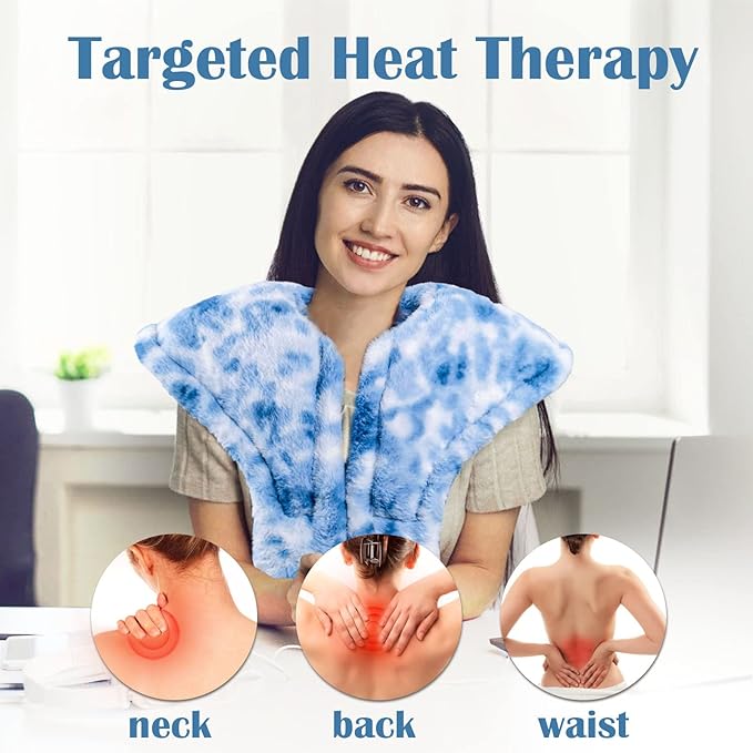 Heating Pad with Massager for Full Back and ShoulderLarge Massage Heated Wrap for Back Pain Relief12 Percussion Massaging Mode 3 in 1 Massage Electric Heating Pad (Massage + Heat + Weighted)
