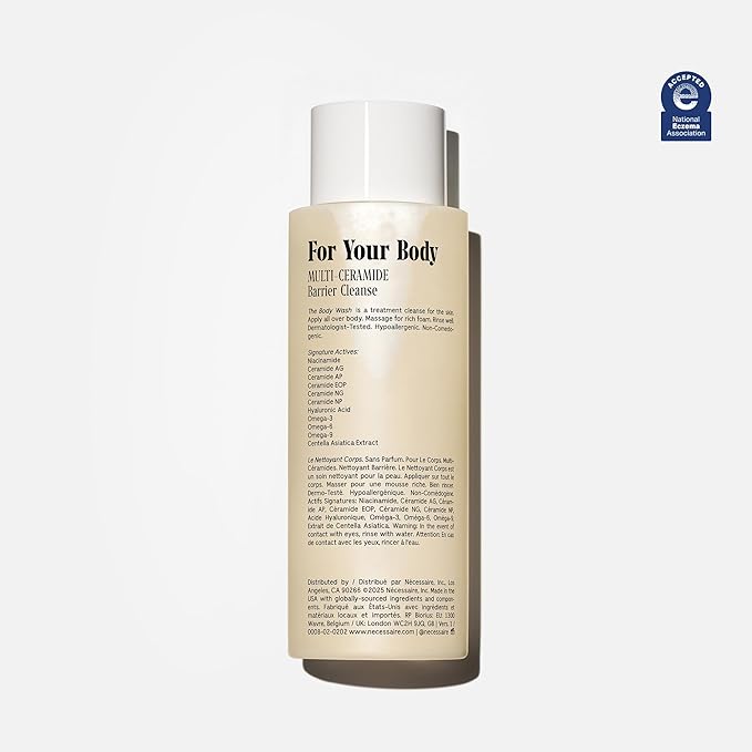 Nécessaire The Body Wash Fragrance-Free - Multi-Oil Shower Gel Body Wash for Women + Men. Non-Comedogenic + Hypoallergenic for Sensitive Skin with Niacinamide.. 250 ml / 8.4 fl oz