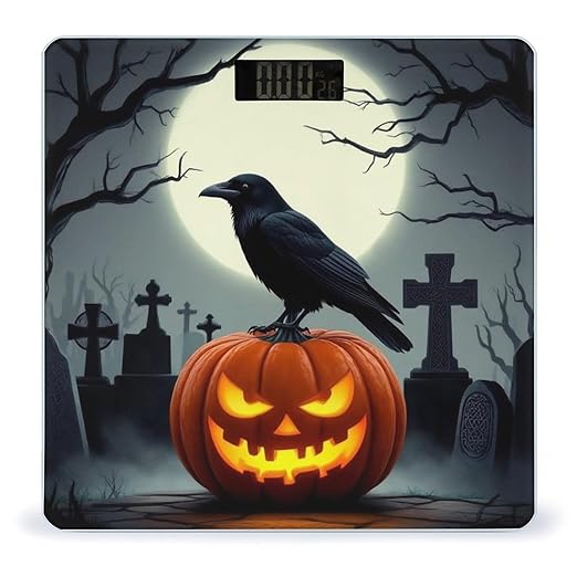 Digital Bathroom Weighing Scale Energy Saving Scale Smart Scale for Body Weight Halloween Full Moon Evil Pumpkin Raven Pattern