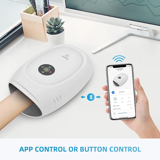COMFIER Hand Massager for Arthritis and Carpal Tunnel with APP Control Large Heating Pad for Back Pain Relief