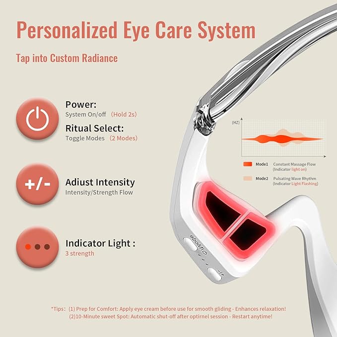 Under Eye Red Light Therapy 4 Modes Red Light Under Eye Therapy Glasses Microcurrent Eye Massager For Eye Bags Dark Circles Puffiness Wrinkles Fine Lines Relieving Eye Fatigue
