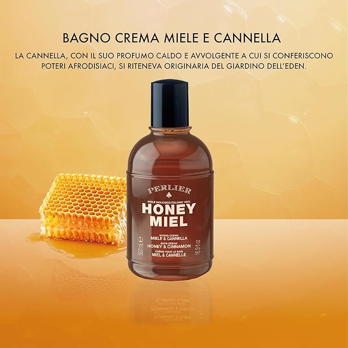 Perlier Honey Miel Bagno Crema Corpo Miele e Cannella Bath Cream Honey &amp Cinnamon 500 ml 16.9 Fl Oz Made in Italy [Italian Import]