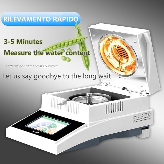 100g/50g Lab Moisture Analyzer 5.5 Inch Digital Display Halogen Moisture Meter with 100mm Stainless Steel Weighing Pan 0.01% Readability&ampAutomatic Fault Detection 3 Drying Modes for Grain Fe