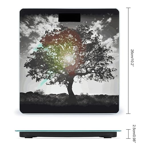 Tree Art Scale with LCD Easy-to-Read Anti-Slip Weight Digital Bathroom Scale Precision Weighing Scales Sturdy Tempered Glass Body Weight Scales for Daily Use