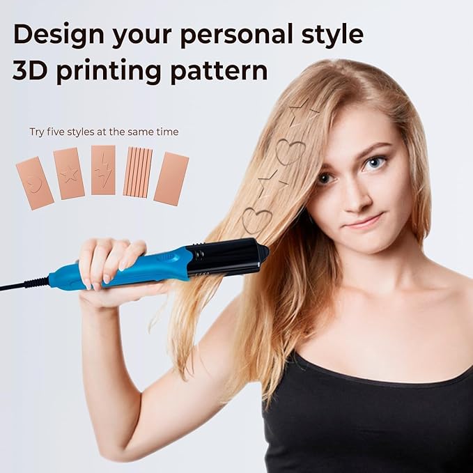 Hair Straightener &amp 3D Image Imprinting Iron with 5 Different Plates Perfect hot Tool for Art or Festival 3D Hair Stamper Crimping Iron for Volume