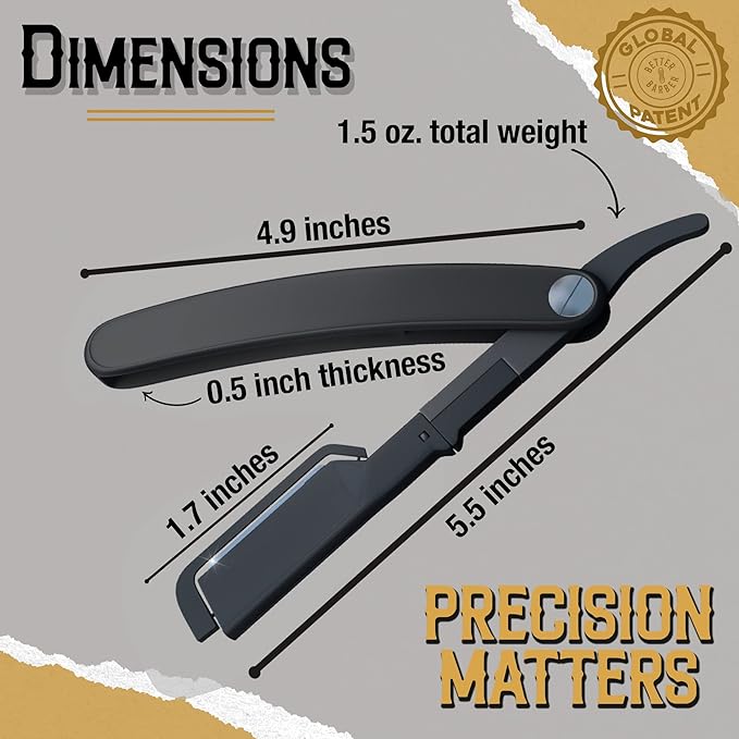 Straight Edge Razor for Men with 20+1 Easy to Use Disposable Blade Heads Patented Shaving Razor Handle for Beard and Hair Barber Handle White