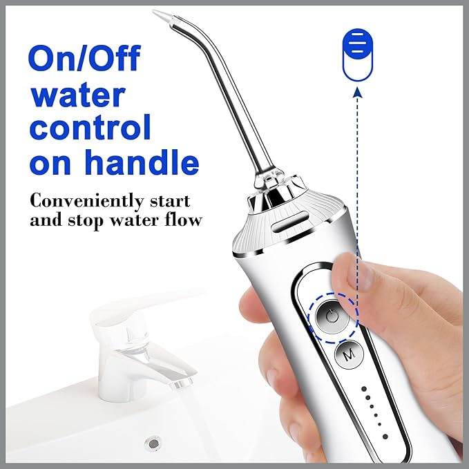 Water Dental Flosser Cordless for Teeth - AFROG 5 Modes Dental Oral Irrigator Portable and Rechargeable IPX7 Waterproof Powerful Battery Life Water Teeth Cleaner Picks for Home Travel White