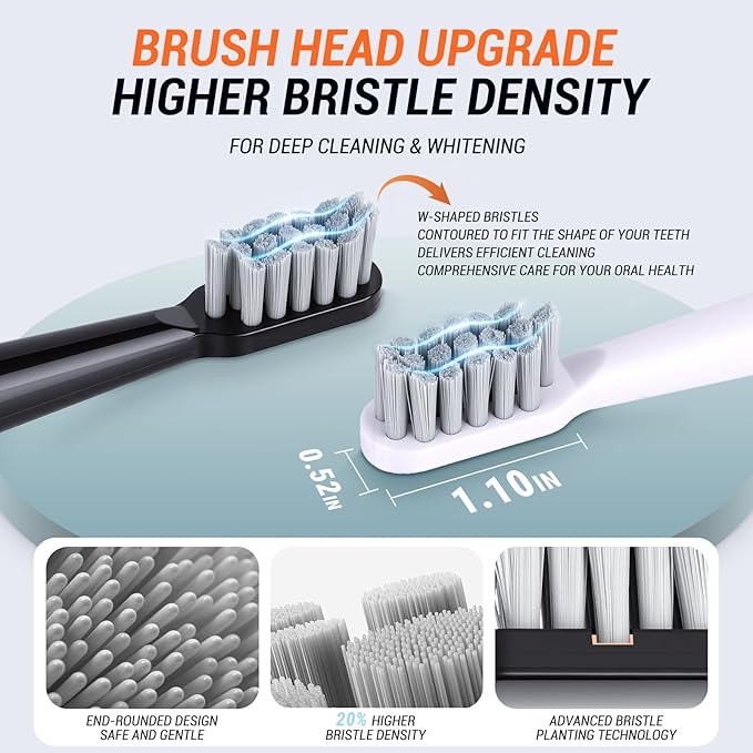 10 Pack Rechargeable Sonic Electric Toothbrush 42000 VPM 6 Cleaning Modes Smart 2-Min Timer USB Rechargeable IPX7 Waterproof 4 Brush Heads