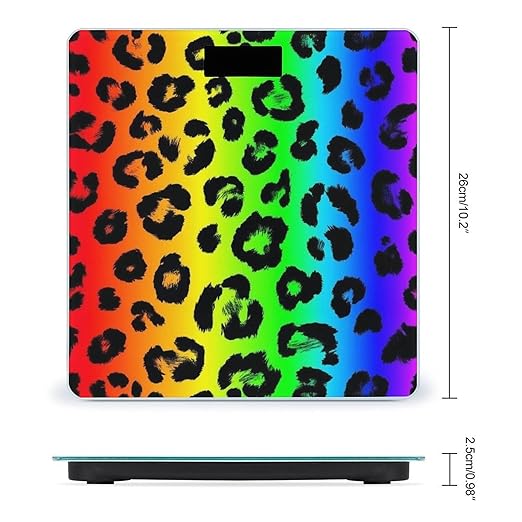 Women's Digital Bathroom Weighing Scale Automatic Switch Energy Saving Scale Smart Scale for Body Weight Colorful Cheetah Leopard Animal Print Rainbow