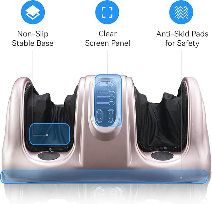 FLEXISPOT Premium Shiatsu Foot Massager with Remote Control – Deep Kneading &amp Rolling Therapy for Feet Ankles Calves and Legs – Pain Relief &amp Circulation Booster for Home and Office (Rose G