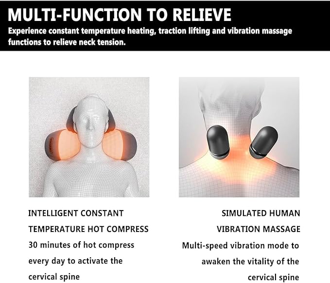 Cervicale PillowMassaggiatore for il collo 3 in 1 Deep Massage and Relaxation with Heat Neck Stretcher Massage Relaxer (Grey)